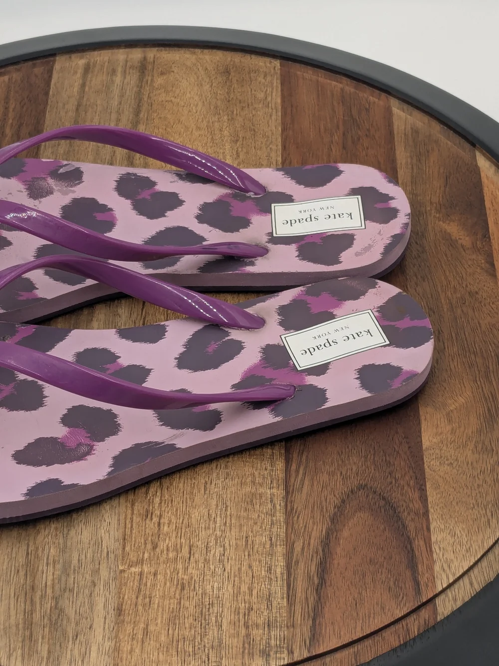 Kate Spade New York Pink Purple Leopard Bow Flip Flop Sandals Women's